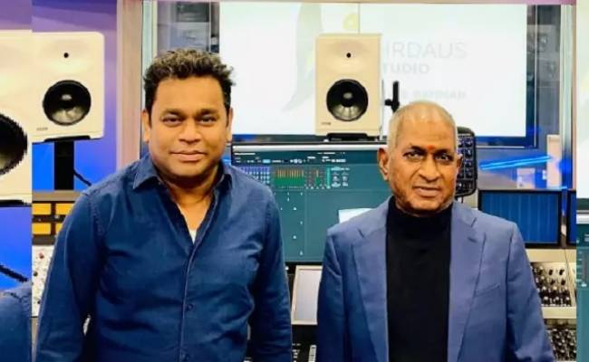 ilaiyaraaja visits AR Rahman's Firdaus studio at Dubai