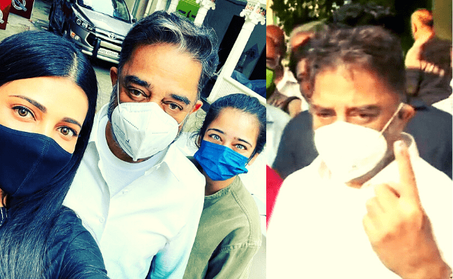 Kamal Haasan and daughters Shruti and Akshara’s selfie amidst casting their TN election votes for 2021 is going viral