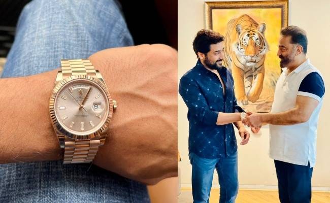 Kamal Haasan gifted Rolex daydate 40 mm ever rose gold watch to Suriya after Vikram's success