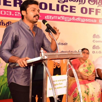 Karthi donates 10 lakhs to Police Officers charitable Trust tamil cinema news