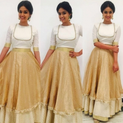 Keerthy Suresh designs her costume for Thodari audio launch with Chaitanya Rao