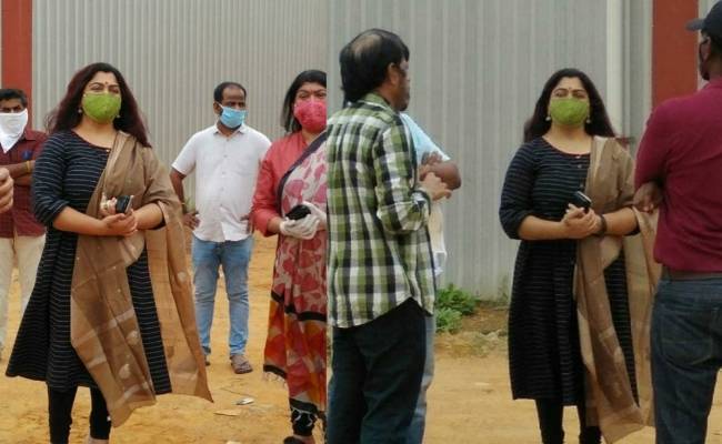 Khushbu Sundar visits film set to check new shooting norms