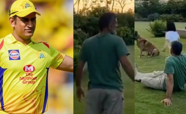 MS Dhoni plays with daughter Ziva and his dog during lockdown