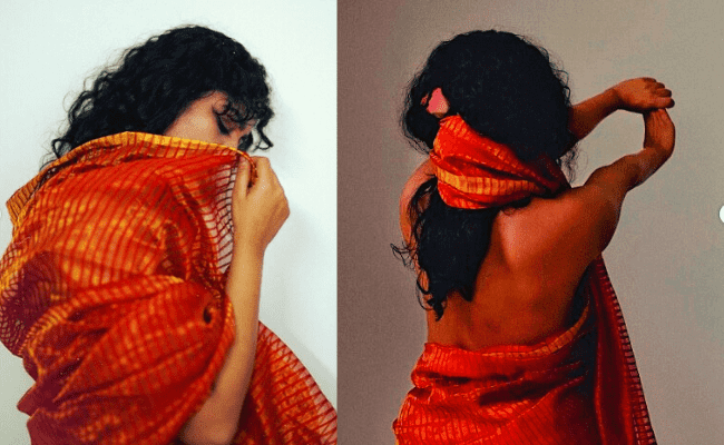 Popular actress' latest photoshoot in red saree without blouse is going viral ft Srinda