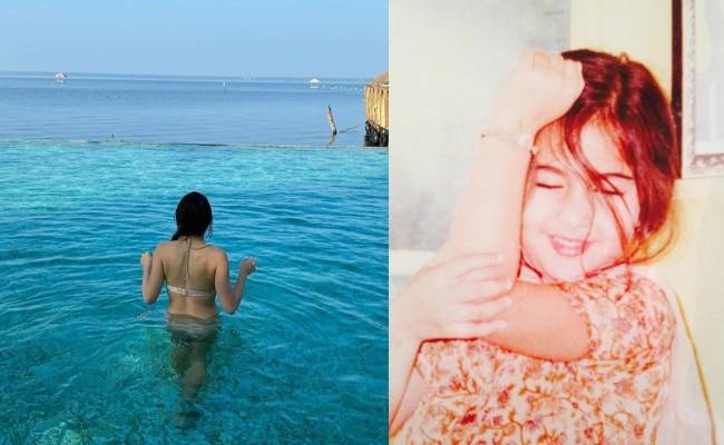 Popular actress Sara Ali Khan shares a childhood photograph on Instagram.