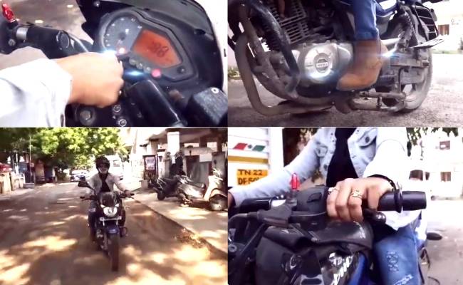 Popular Bigg Boss 3 actress riding Pulsar bike and driving car goes viral ft Jangiri Madhumitha