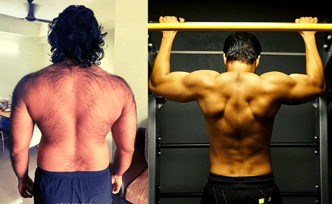Popular hero's mass transformation from 93kgs to 77 kgs is turning heads; viral pics ft Unni Mukundan
