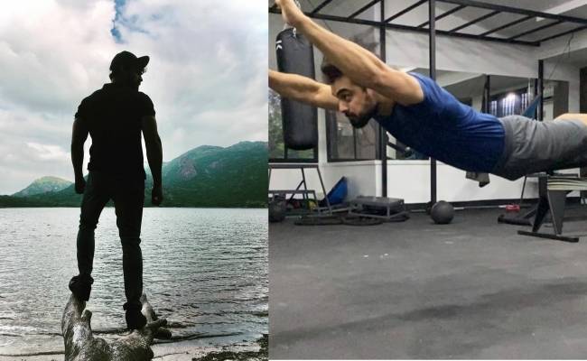Popular Indian actor Tovino Thomas posts workout image of himself in mid-air.