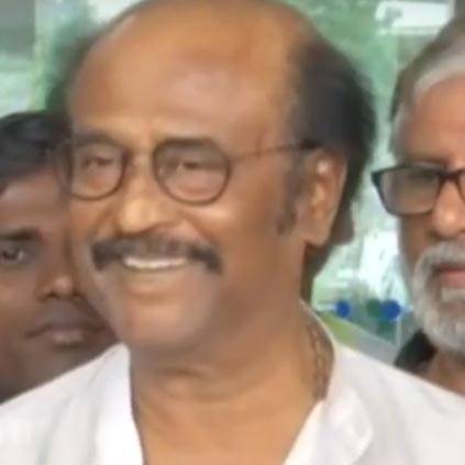 Rajinikanth speaks a dialogue from Petta to the media