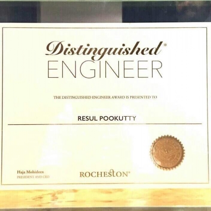 Resul Pookutty honored with Distinguished Engineer Award Resul Pookutty honored with Distinguished Engineer Award