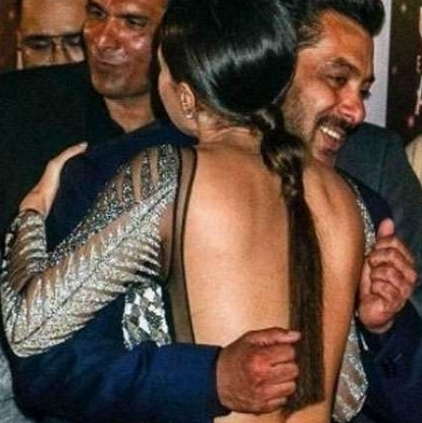 Salman Khan's shy hug to Sana Khan goes viral
