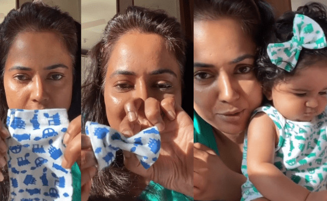 Sameera Reddy's hair bow tutorial, out of a torn sleeve