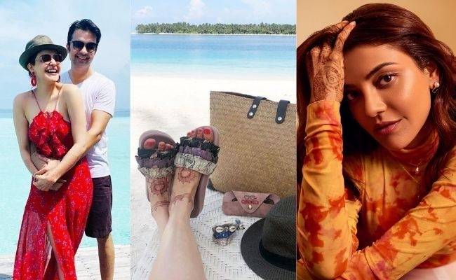 Set of viral holidaying pics from Kajal Aggarwal Gautham Kitchlu honeymoon