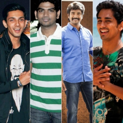 Siddharth, Anirudh, Sivakarthikeyan and Vignesh Shivan at Kabali FDFS