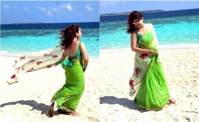 Sridevi Vijayakumar throwback saree in Maldives