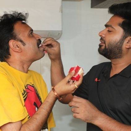 STR Maanadu Premgi Birthday celebrations at shoot spot with Venkat Prabhu Simbu Kalyani Priyadarshan