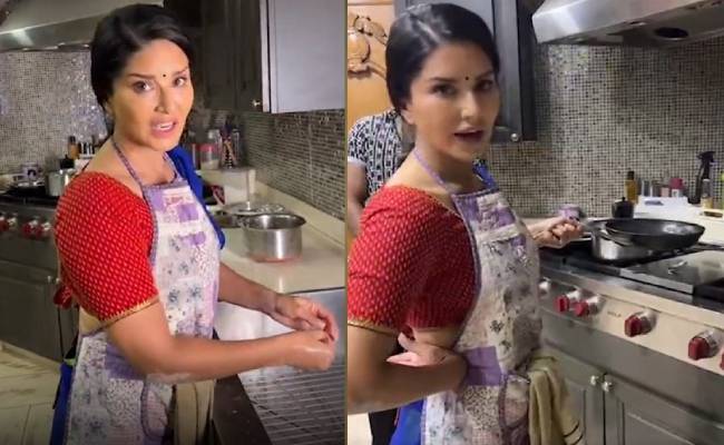 Sunny leone latest insta video about cooking parathas