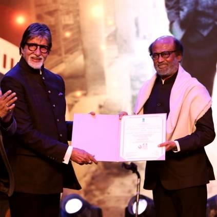Superstar Rajinikanth is bestowed with the icon of Golden Jubilee award ft Amitabh Bachchan