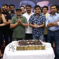 Time for celebration! This is what Suriya and KV Anand's Kaapaan team are commemorating!