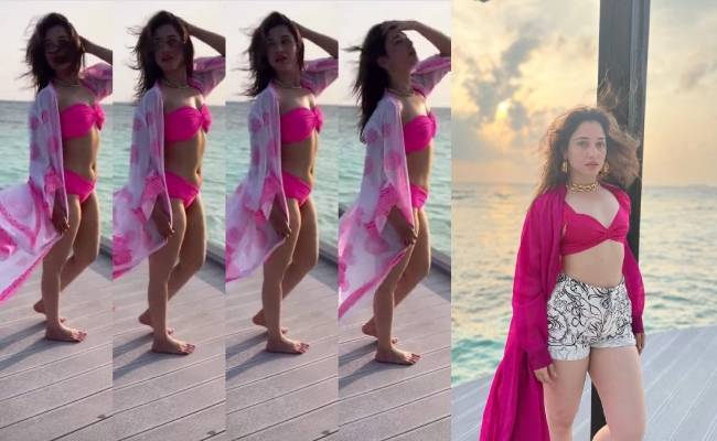 Tamannaah Bhatia sets Internet on fire with her pink bikini from her Maldives vacation; viral pics