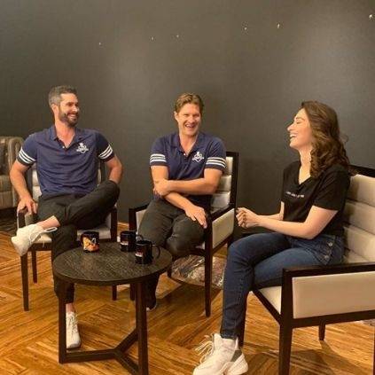Tamannaah with Australian cricketers Shane Watson and Ben Cutting picture here
