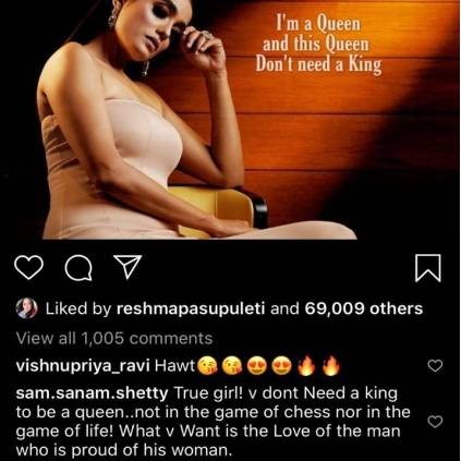 Tharshan's friend Sanam Shetty in support for Bigg Boss Contestant Abhirami