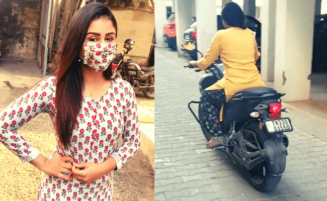 This popular Vijay TV actress stuns fans riding a bike; viral video ft Alya Manasa