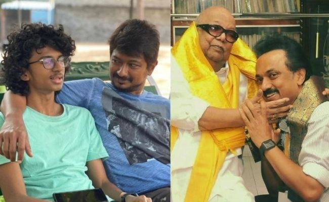 Udhayanidhi Stalin's son shares a viral FAMIILY PIC with his father, grandfather and Kalaignar Karunanidhi