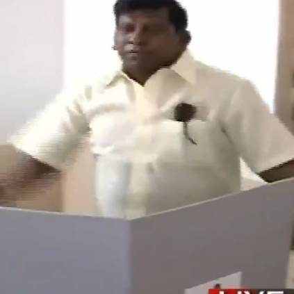 Vadivelu dances while casting his vote in the Lok Sabha Elections