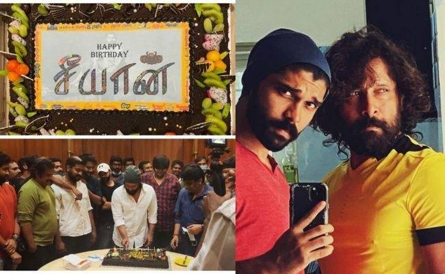 VIDEO - Dhruv celebrates Vikram's birthday at sets of Chiyaan 60 ft Karthik Subbaraj