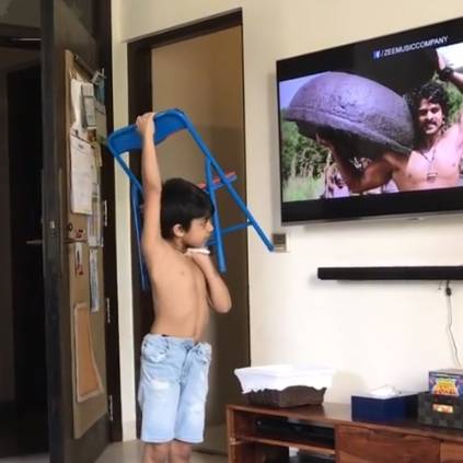 Video of Shilpa Shetty's son Viaan imitating Baahubali prabhas goes viral