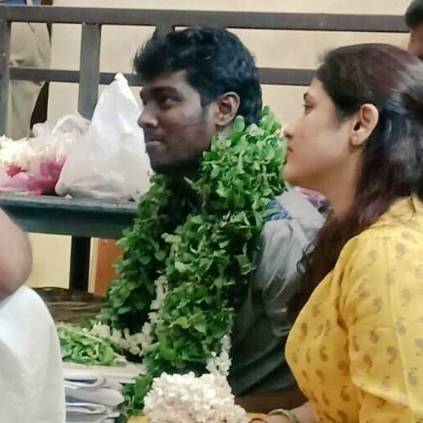 Vijay's Bigil director Atlee visits Athi Varadar with wife Priya