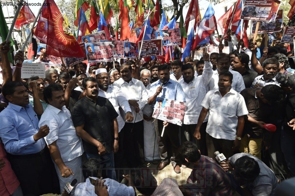 Seeman, Thirumavalavan Protests Against The Killings in Syria