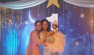 Sridevi Vijaykumar and Rahul's daughter Rupikaa first birthday celebrations