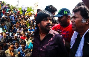 Mass protest at Marina beach for Jallikattu
