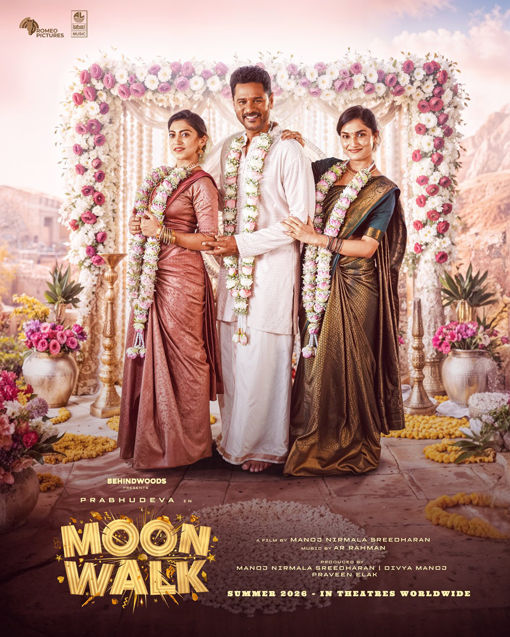 Silk, Babootty and Nagma character poster from Moonwalk (2026) Tamil Film