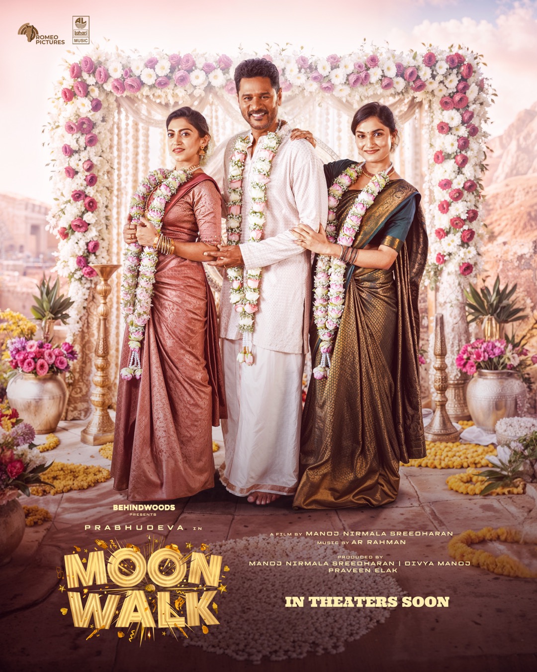 Silk, Babootty and Nagma character poster from Moonwalk (2026) Tamil Film