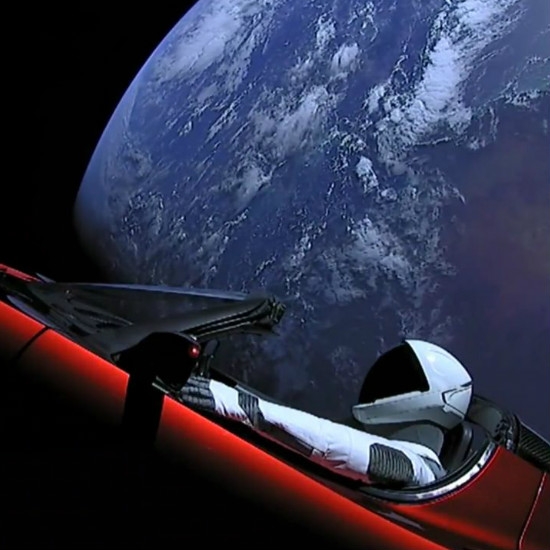 A Tesla Roadster Car in Space