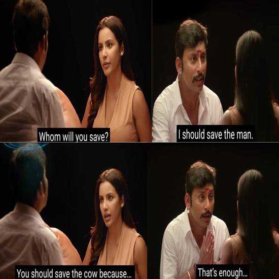 The film takes on national issues like cow protection