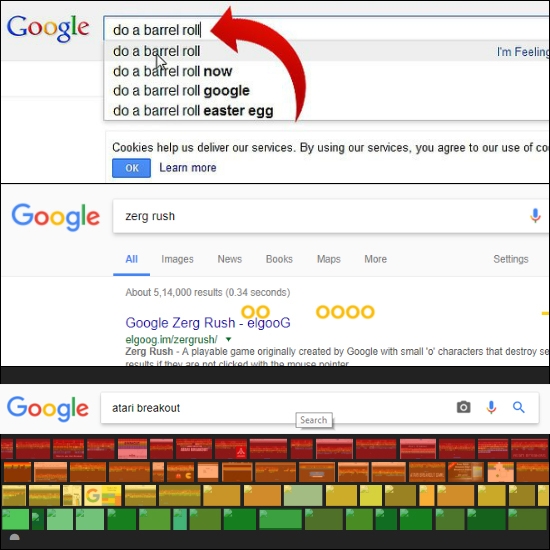 Do a barrel roll, zerg rush, atari breakout