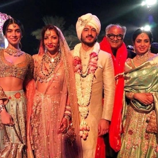 Sridevi with her husband and daughter, at a wedding