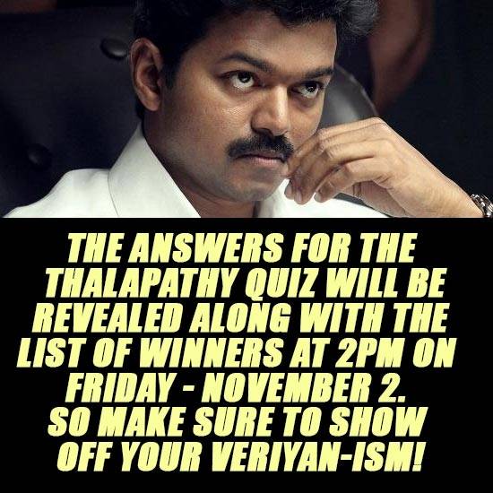 Answers will be out on November 2 along with winners list