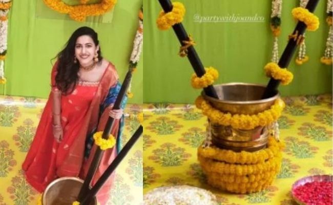 Actress Nikarika Konidela pasupu ceremony after engagement pics 