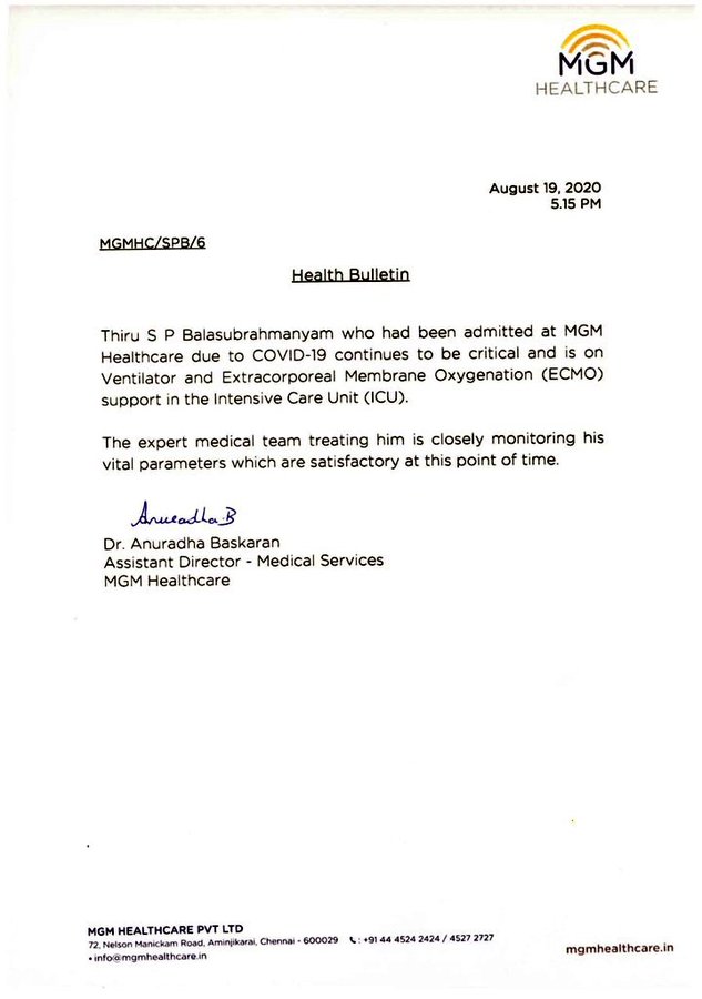 Singer SP Balasubrahmanyam continues to be critical