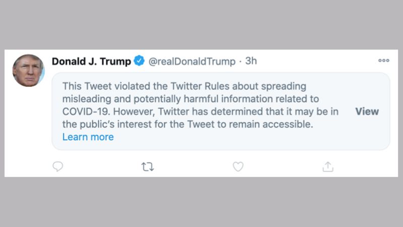 facebook twitter take action over trump misleading covid19 posts 