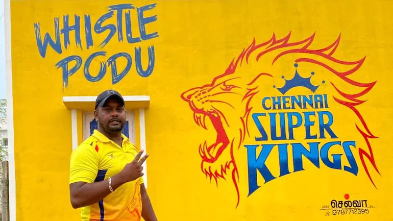 msdhoni super fan paints house in csk colours photos go viral 