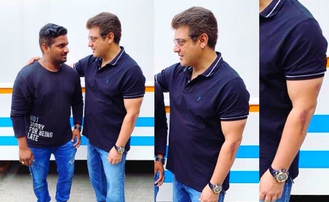 Thala Ajith's latest Valimai pic goes viral - Fans wonder if his left hand mark is injury, see pic