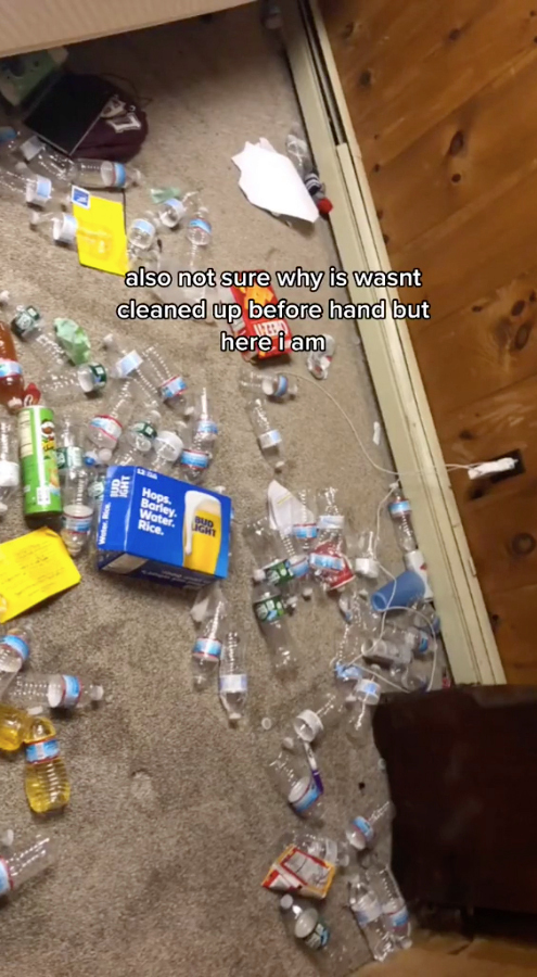 College student discovering dozens of water bottles filled with URINE 