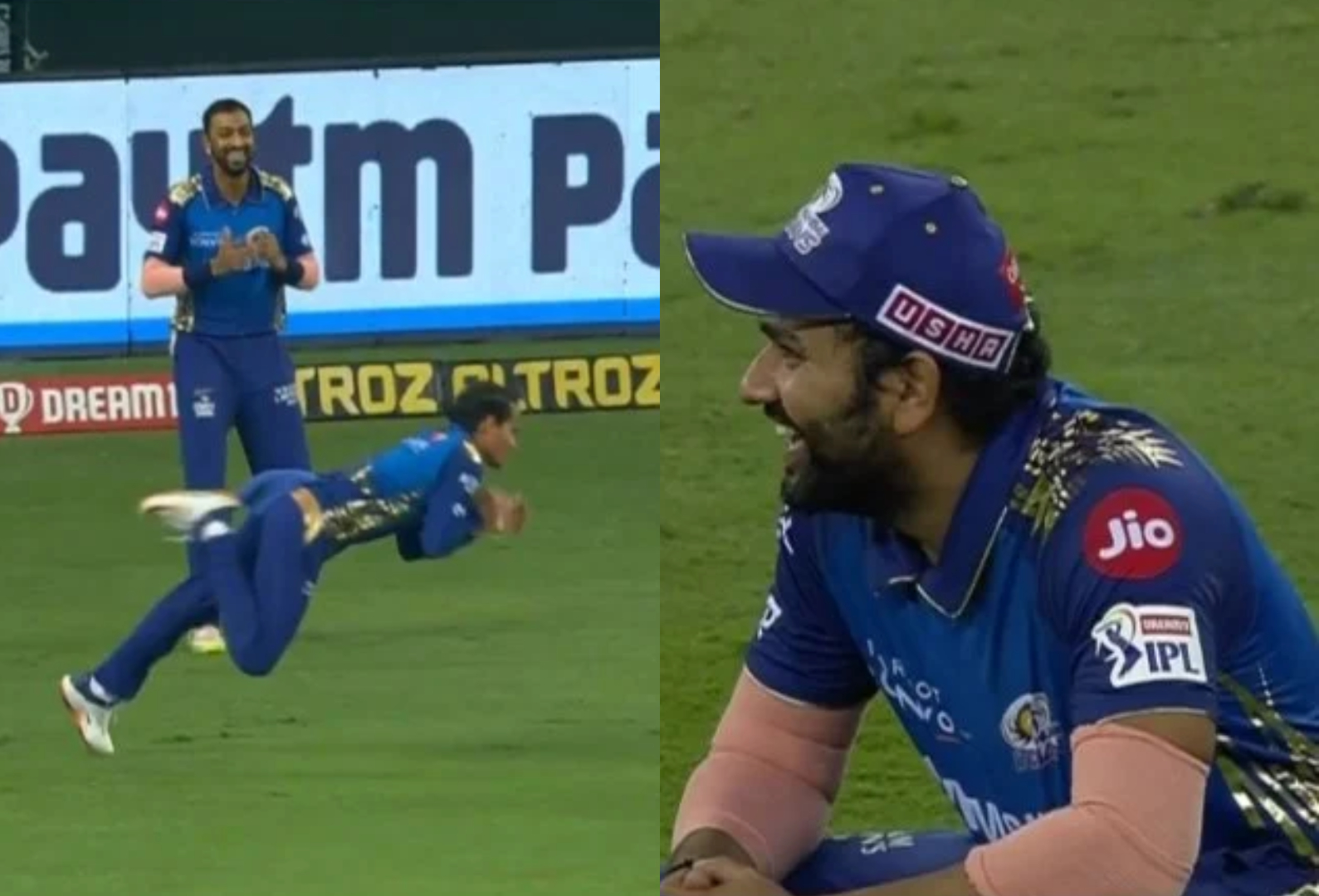 Video IPL2020 MIvsDC Rahul Chahar Completes Magnificent Juggling Catch