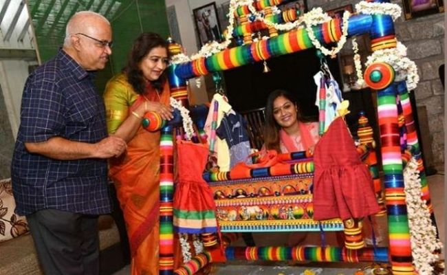Late Chiranjeevi Sarja's and actress Meghana Raj baby cradle ceremony pics go viral